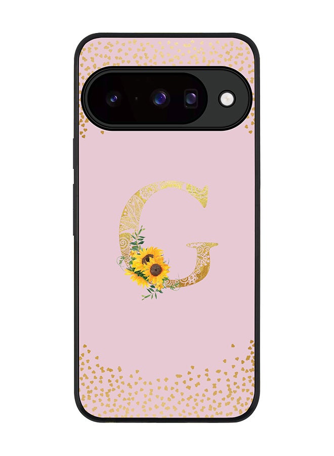 For Google Pixel 10 Case,Slim fit Camera Protection, Shockproof Thin Phone cover  - Custom Floral Monogram - G  (Pink )